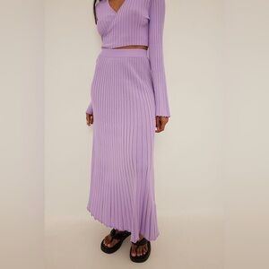 NAKD fine knitted ribbed flowy midi skirt lilac light purple size XXS